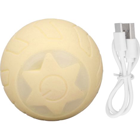 Boule lumineuse pour chat rechargeable USB, roule automatiquement avec lumières LED multicolores - Emballage jaune (1/5)