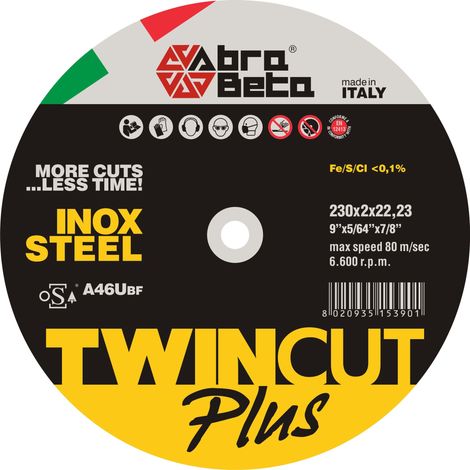 ABRABETA DISCO P/FERRO TWIN CUT PLUS 230X2,0 MM Q.TA 25