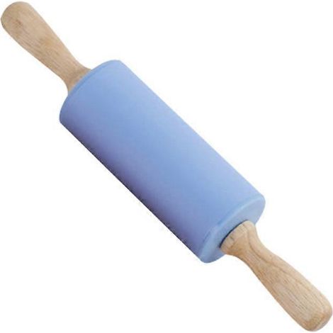 Mini rouleau à pâtisserie antiadhésif en silicone avec manche en bois, outil de cuisine pour fondant, biscuits et pâte à pâtisserie (bleu)-23.00X4.20X4.20CM-Blue (1/4)