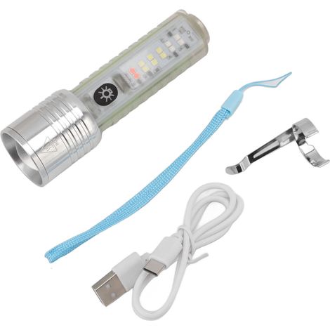 Lampe torche LED 8 modes, rechargeable USB, haute luminosité, mini lampe UV magnétique pour extérieur et urgence (1/5)