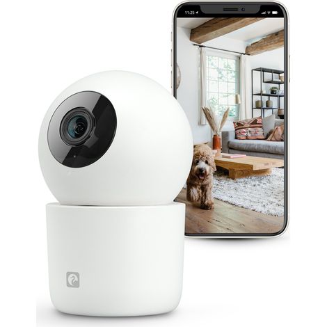Garza - Cámara de Vigilancia 360º Interior Inteligente IP Wifi 2.4GHz, 1440P 2.5K (Quad HD), Visión Nocturna, Detector IA (personas, animales, ruido...), Control Remoto por App (Blanco) (1/4)