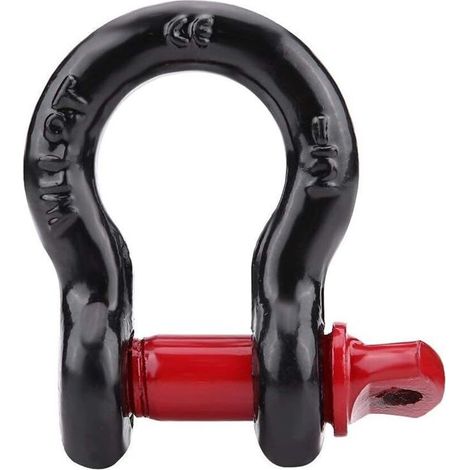 Manilles à Anneau En D Noir Et Rouge Capacité De Charge 4,75T / 10,000lbs-8T 17,000lbs, Acier + Zingué, Pour Remorqueurs Récupération Véhicule (1/5)