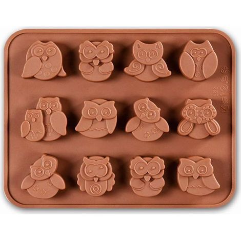 Eulen-Schokoladenform mit 12 Mulden, Silikon für Süßigkeiten, Eiscreme, Seife und Kuchendekoration. (1/5)