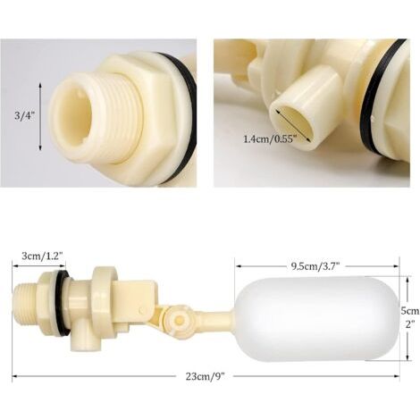 Robinet à flotteur avec bras réglable - fermeture automatique, 3/4" NPT (1/4)