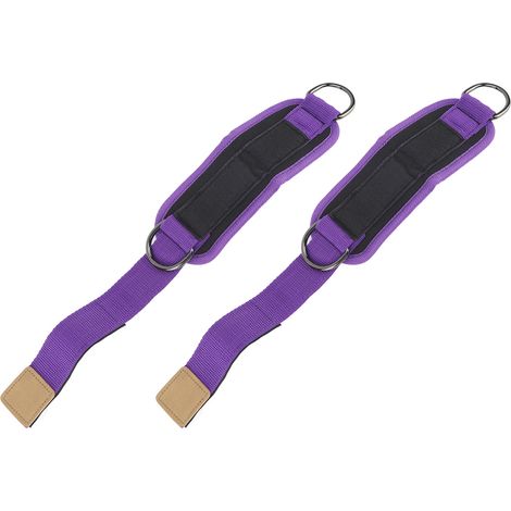 Lot de 2 sangles de cheville pour machine à câbles, anneaux en D en fonte, pour entraînement de fitness (violet). (1/5)