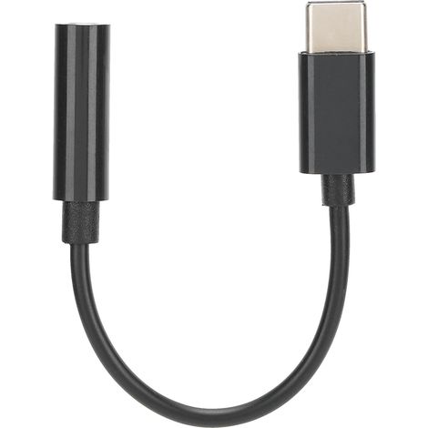 Adaptateur USB-C vers Jack Audio 3,5mm pour Casque Écouteurs Câble Noir (1/5)