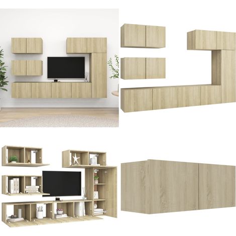 Ensemble de meuble TV 6 pcs Chêne sonoma Bois d'ingénierie - Meubles Tv - Meuble Tv Suspendu - Meuble Hifi - Rangement Mural - Salon - Home & Living