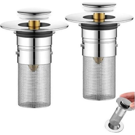 2-Pezzo Tappo Lavandino, Bagno Tappo, Lavandino bagno Universale Pop-Up 34-40mm Dissipatore di Scarico (1/5)