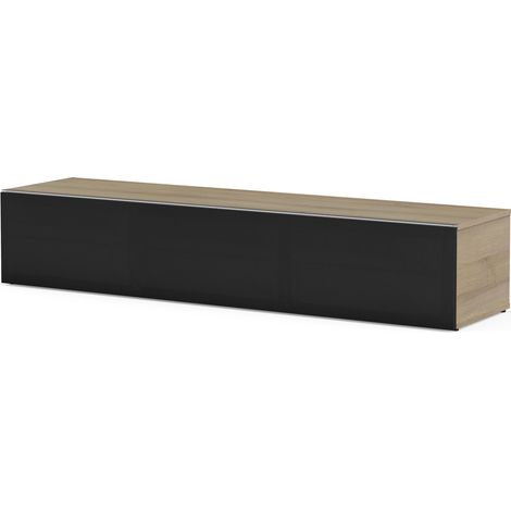 Meuble TV tissu acoustique noir et bois clair Houston 160 cm