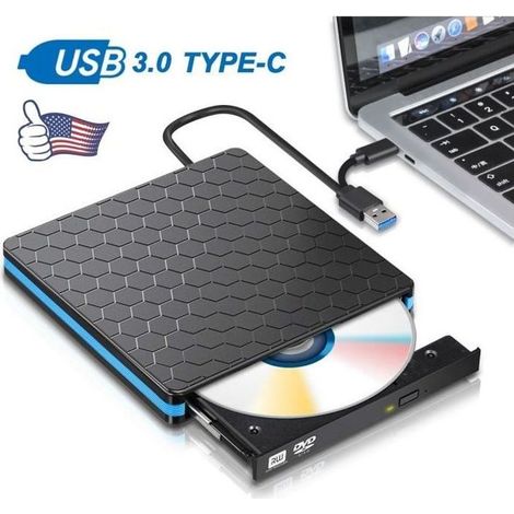 Externer USB 3.0 Typ C DVD-R- und CD-RW-Leser/Brenner, kompatibel mit PC (1/5)