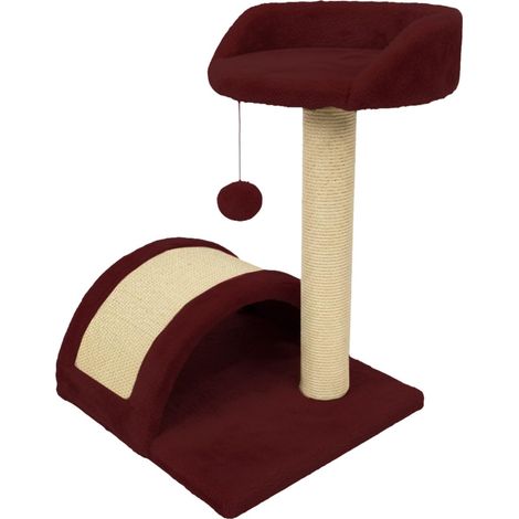 Arbre à Chat de 50 cm avec Plateforme rembourrée et Arche en sisal Naturel, Arbre Compact Peu encombrant avec Boule Suspendue, idéal pour Jouer et détendre Le Chat (Bordeaux) (1/5)