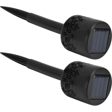 2 lampes solaires à flamme LED, lumière chaude, lampadaires de jardin enfichables, éclairage décoratif extérieur pour allée (lot de 2, piles intégrées incluses) (1/5)