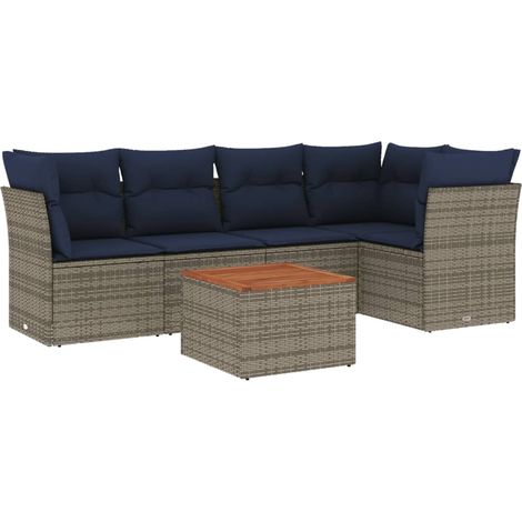 Maison Exclusive - 6-tlg. Garten-Sofagarnitur mit Kissen Grau Pol (1/5)