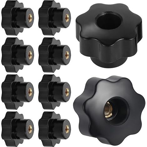 10 Stk M6 Sterngriffmutter,Sterngriff, Schwarz Kunststoff Griffmuttern,Innengewinde Klemmknopf,perforiert