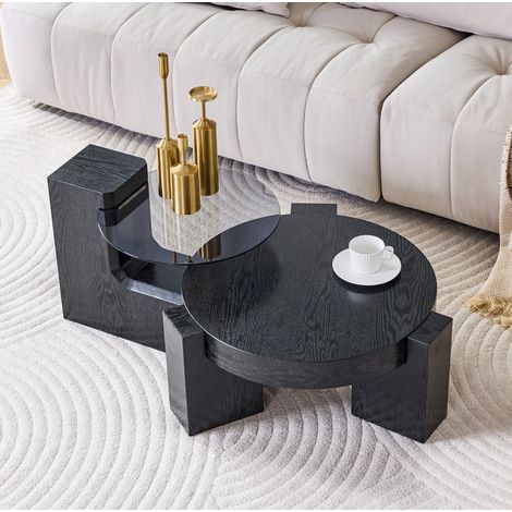 Set tavolini da salotto separabili in vetro e MDF OKMYHOME (1/5)