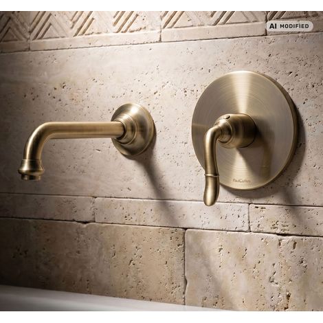 PaulGurkes Robinet de lavabo en bronze encastré rétro antique pour lavabo avec corps de base inclus