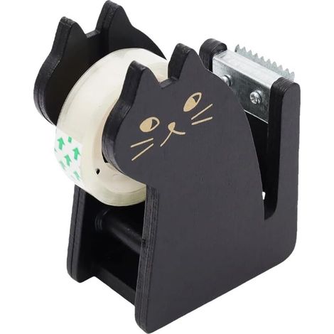 Dispensador de cinta adhesiva con forma de gato, dispensador de cinta de escritorio, incluye 1 rollo de cinta adhesiva, dispensador de cinta para herramientas de oficina, accesorios de oficina