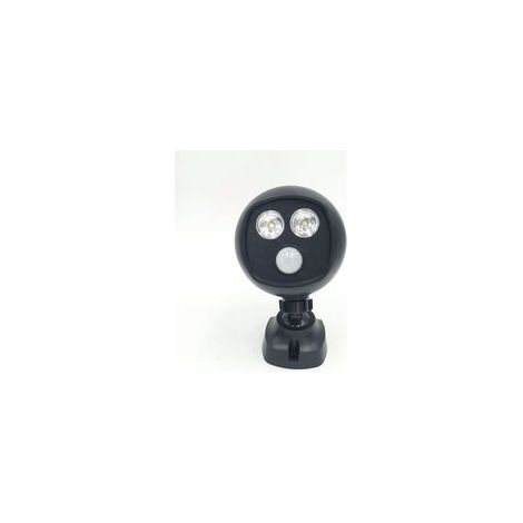Foco LED exterior con sensor de movimiento, alimentado por batería, inalámbrico, 100 lúmenes, cabezal giratorio de 360°, aplique de pared exterior [Clase energética A+++]-Crezuo