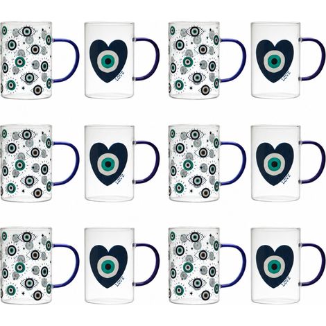 Lot de 12 Mugs en Verre Louxor 30 cl - Motif il Porte-Bonheur - Livraison gratuite (1/5)