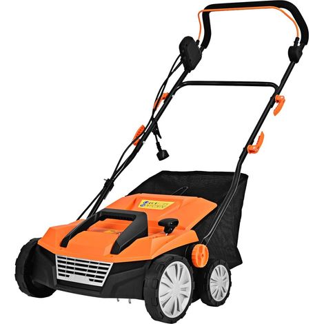COSTWAY Elektro Vertikutierer Rasenlüfter, 1800W, 2 Stufen Arbeitstiefe, 38 cm Arbeitsbreite, 45 L Fangkorb, Messerwalze & Lüfterwalze, Rasen Vertikutierer für Garten (Orange, 38 cm Arbeitsbreite) (1/5)