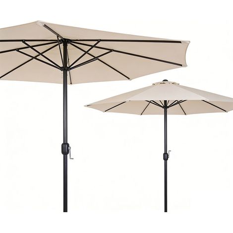 2er-Set  sonnenschirm Gartenschirm Marktschirm Doppelsonnenschirm Terrassenschirm mit Handkurbel Beige Oval 455 x 270 x 240 cm