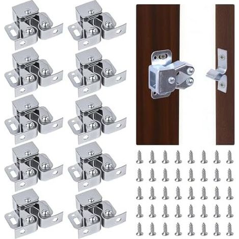 10-teiliges Set doppelter Rollenriegel aus Edelstahl für Schranktüren und Küchenschränke – geräuschloses und langlebiges System (1/5)