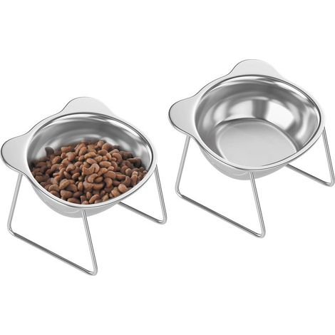 Protège-cou et bassin d'eau surélevé en acier inoxydable, bol à riz, adapté aux chats et aux chiens (1/5)