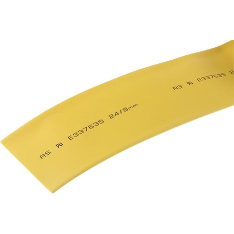 Gaine thermorétractable RS PRO, Dia. 19mm Jaune rétreint 2:1, 5m ( Prix pour Bobine de 5 Mètres )