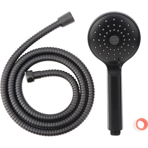 Pommeau de douche haute pression mat noir, kit flexible multifonction avec poignée, ensemble de douche à main réglable (1/5)