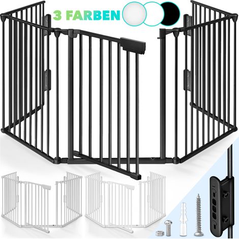 KIDUKU® Kaminschutzgitter Baby Weiß - 480 cm Länge Absperrgitter Ofenschutzgitter Laufstall Türschutzgitter