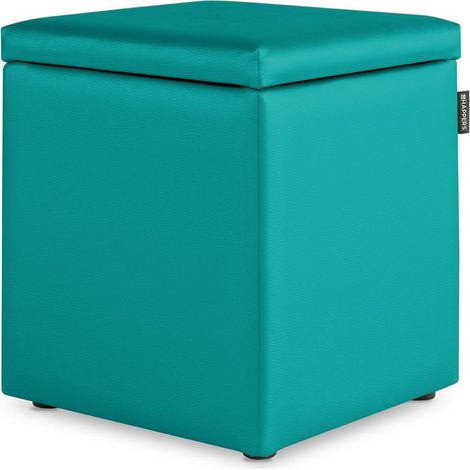 Pouf Cube Rangement Similicuir Turquoise 1 UNITÉ Turquoise (1/4)