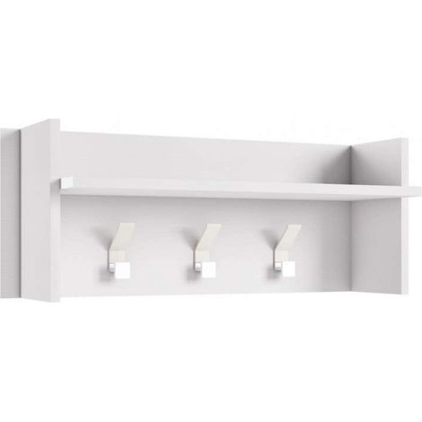 Pannello appendiabiti a parete con ripiano e 3 ganci bianco 90x29x34 cm - Terraneo (1/2)