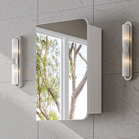 Roomart LYCIA-50 Spiegelschrank Bad 45 cm breit, Weiß