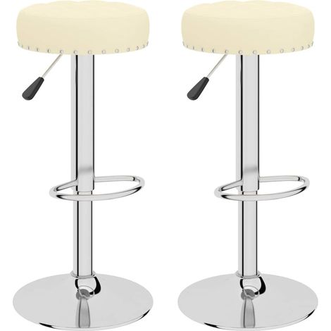 vidaXL Taburetes de cocina 2 unidades tela crema (1/2)