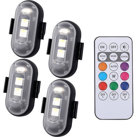 Lumière d'avertissement LED universelle, stroboscope multicolore, lumières clignotantes de sécurité pour moto et vélo, étanche IP65, avec télécommande (1/4)