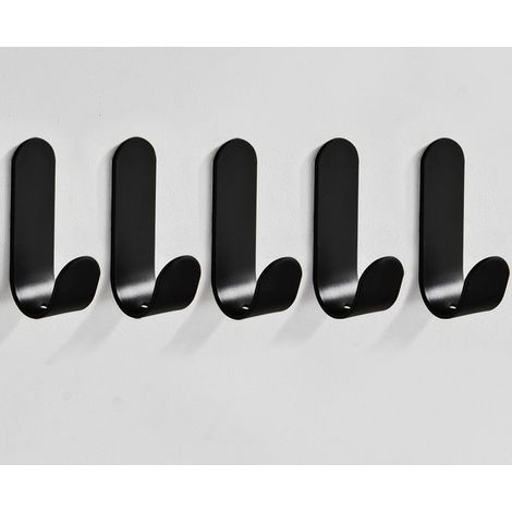 5 Pièces Crochet Adhesif Mural, Accroche Torchon Cuisine, Porte Serviette Salle de Bain, Crochet Adhesif Sans Trace, Fixation Murale Sans Percer, Attache Murale, Crochets Adhesifs, Noir (1/5)