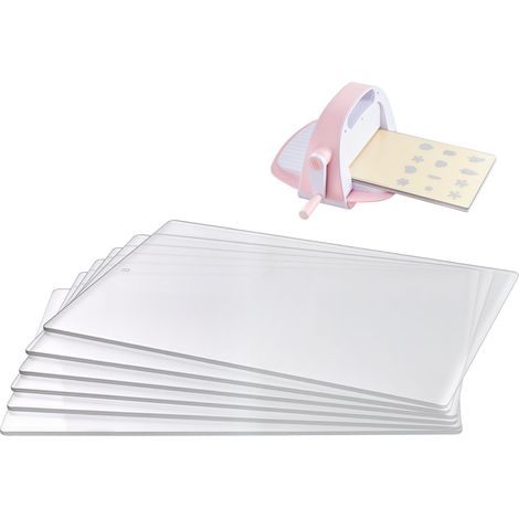 Plaques de Découpe, 6 PCS, 308x216x3 mm, Tapis Plastique en Polycarbonate Transparent, Compatible avec Machine de Découpe et de Gaufrage KM-1885, pour Scrapbooking et Création de Cartes (1/5)