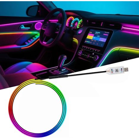 Éclairage intérieur de Voiture LED Acrylique 110 cm, 220 LEDs RGB avec 16 Millions de Couleurs, LED Voiture Interieur 200 Modes, contrôle Via APP et télécommande, Bande Lumineuse Musicale (1/5)