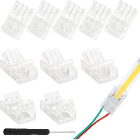 Bouchon D'étanchéité Pour Led Cob Connecteur Led Cob 10mm 2 Pin 10pcs connecteurs LED COB 2pin 10mm pour connecter les fils et les bandes LED COB 12V 24V (Avec tournevis) (1/5)