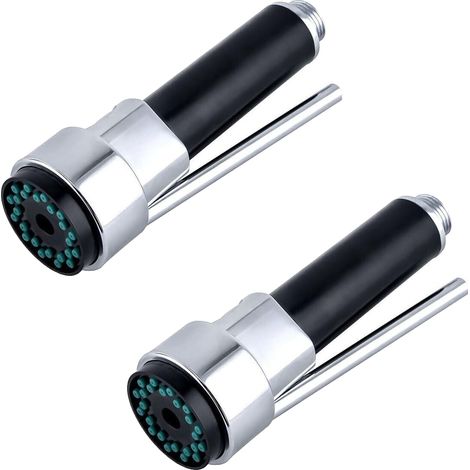 Lot de 2 Douchette Robinet Cuisine Laiton Douchette Evier Cuisine Rétractable Mitigeur Douchette Remplacement pour Robinet Douchette Extensible, Chromé, G1/2 (1/5)