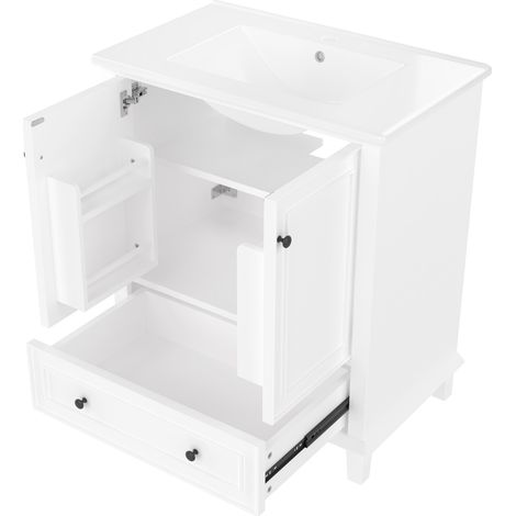 Mueble de baño de pie con lavabo cerámico integrado 76x46x87 cm MDF blanco HOMVRA (1/5)