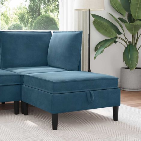 Taburete de Sofá con Almacenamiento Azul Terciopelo (1/5)