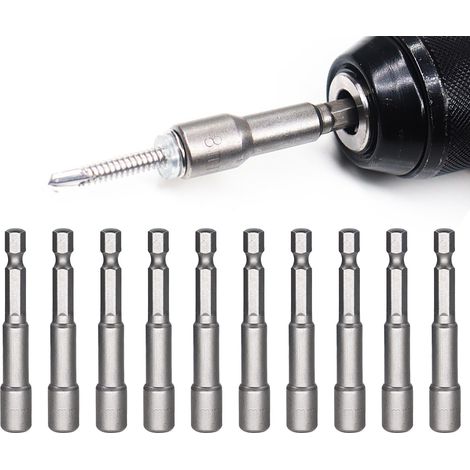 Lot de magnétiques de 8 mm Douilles hexagonales douille torx femelle 1/4" Adaptateur métrique à six pans creux pour Accessoires pour perceuse électrique ou visseuse sans fil 8 65MM (1/5)