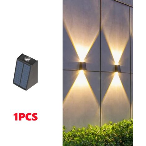 (1 pièce) Applique murale solaire LED extérieure, éclairage vers le haut et vers le bas, lampe de jardin, villa, cour, porche, éclairage décoratif de rue, projecteur mural (1/5)