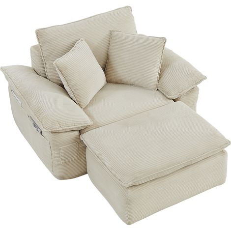 CAIziCanapé sans ossature avec fonction couchage – Cloud Couch rembourré et moelleux, fauteuil de sol 1 place sans montage avec repose-pieds, poches de rangement, combinaison modulaire, pour salon et 