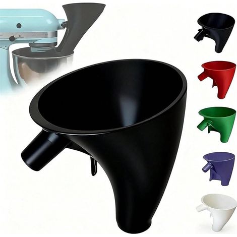 Entonnoir à farine pour robot-patissier KitchenAid - Versage guidé sans désordre, nettoyage facile, accessoire durable pour la cuisson et la pâtisserie (Noir) (1/5)