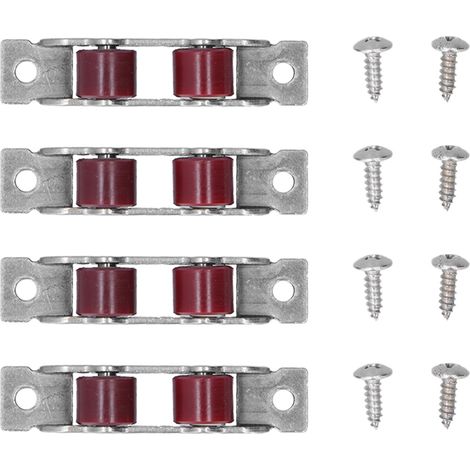 Doppelrollen-Fensterzug mit Schrauben, Schiebefenster- und Türrolle für 14 mm Fensterschlitzbreite, 4er-Pack