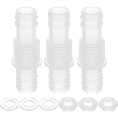 3Pcs Raccord De Tuyau En Plastique, 3/8" x 3/8"(10mm x 10mm) Adaptateur De Paroi Union Raccordeur Connecteur De Tuyau Avec Ecrou M14 Et Rondelle Pour Aquarium Air Eau Carburant (1/5)