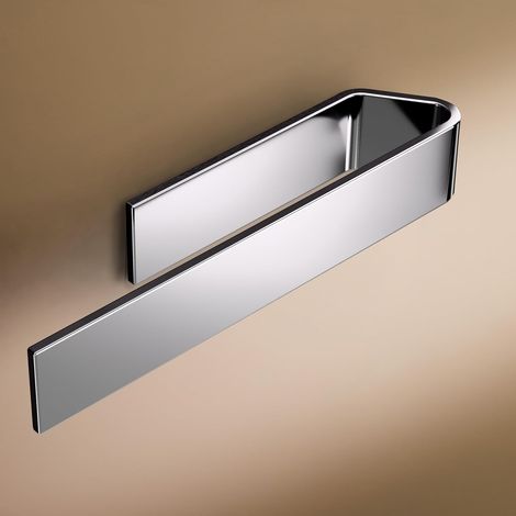 1 - Porte-Serviette - Accessoire Salle De Bain - Fixation Adhésive Sans Perçage - Design Moderne Chrome Pour Mur Lisse - Chrome - 22cm (1/5)