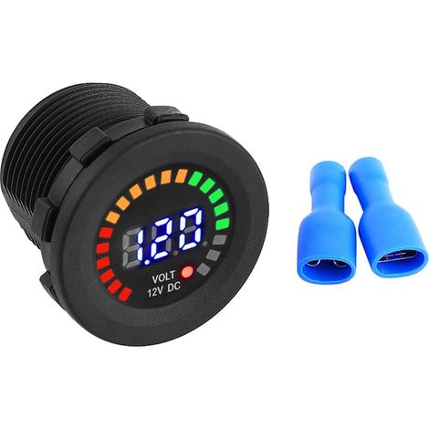 Voltmètre numérique LED 12 V pour moto et voiture, étanche, noir, neuf (1/5)